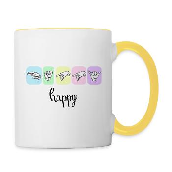 Happy - DGS Streetwear - Contrasting Mug - white/yellow - Right