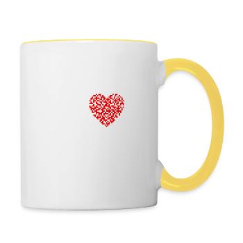 I Love Nerds T-Shirt - I Heart Nerds - Tasse zweifarbig - Weiß/Gelb - Rechts