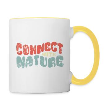 Connectez-vous avec la nature - naturverbunden - Spruch - Mug contrasté - blanc/jaune - Droite
