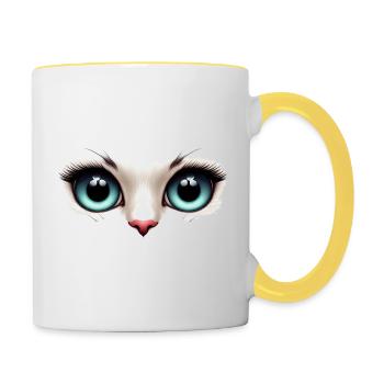 Katzenaugen hell - Tasse zweifarbig - Weiß/Gelb - Rechts