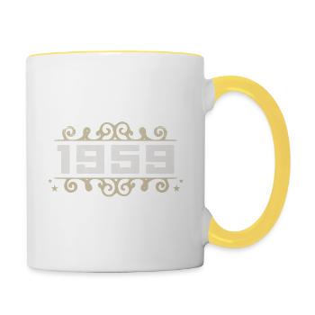 Millésime 1959 Rétro Anniversaire 1959 Millésime 1959 - Mug contrasté - blanc/jaune - Droite