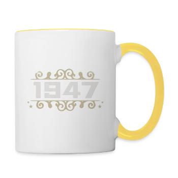 Millésime 1947 Rétro Anniversaire 1947 Millésime 1947 - Mug contrasté - blanc/jaune - Droite