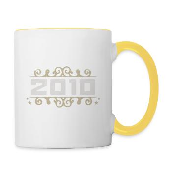 Millésime 2010 Rétro Anniversaire 2010 Millésime 2010 - Mug contrasté - blanc/jaune - Droite