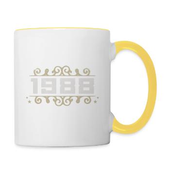 Millésime 1988 Rétro Anniversaire 1988 Millésime 1988 - Mug contrasté - blanc/jaune - Droite