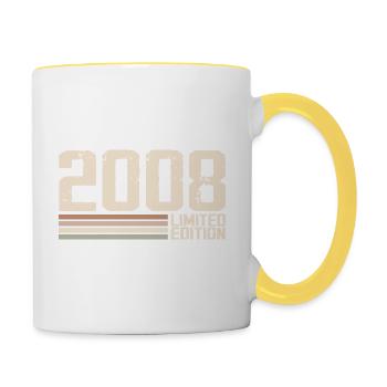2008 Millésime 2008 Anniversaire 2008 Rétro 2008 - Mug contrasté - blanc/jaune - Droite