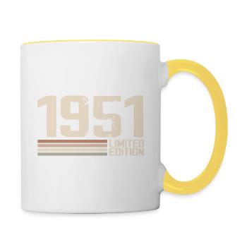 1951 Millésime 1951 Anniversaire 1951 Rétro 1951 - Mug contrasté - blanc/jaune - Droite