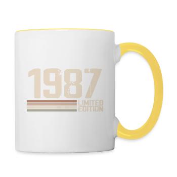 1987 Millésime 1987 Anniversaire 1987 Rétro 1987 - Mug contrasté - blanc/jaune - Droite
