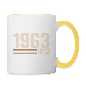 1963 Jahrgang 1963 Geburtstag 1963 Retro 1963 - Tasse zweifarbig - Weiß/Gelb - Rechts