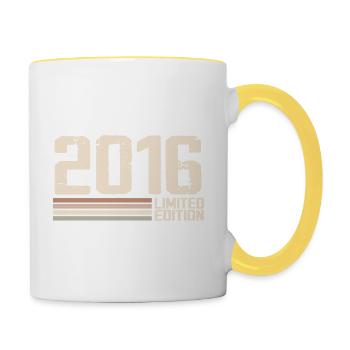 2016 Jahrgang 2016 Geburtstag 2016 Retro 2016 - Tasse zweifarbig - Weiß/Gelb - Rechts
