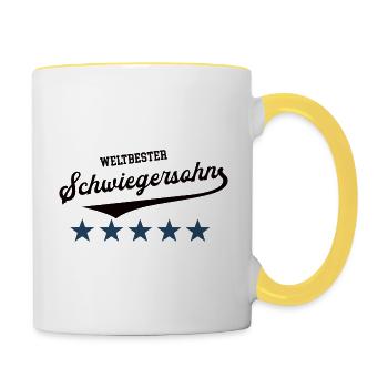 Schwiegersohn Bester Sohn Best Son in Law - Tasse zweifarbig - Weiß/Gelb - Rechts