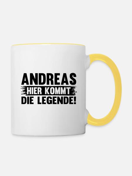 Vorname Andreas - Tasse zweifarbig - Weiß/Gelb