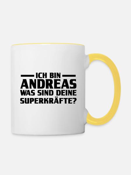 Vorname Andreas - Tasse zweifarbig - Weiß/Gelb