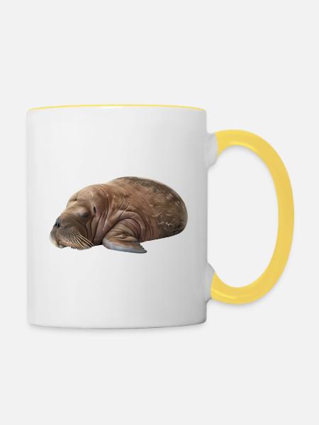 Walross - Tasse zweifarbig - Weiß/Gelb