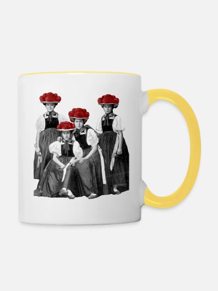 Schwarzwald Damen - Tasse zweifarbig - Weiß/Gelb