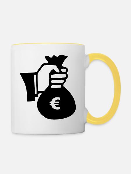 Dollar Geld Money - Tasse zweifarbig - Weiß/Gelb