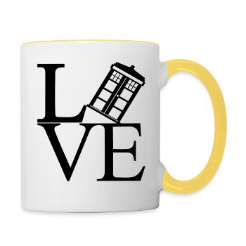 Love schwarz - Tasse zweifarbig - Weiß/Gelb - Rechts