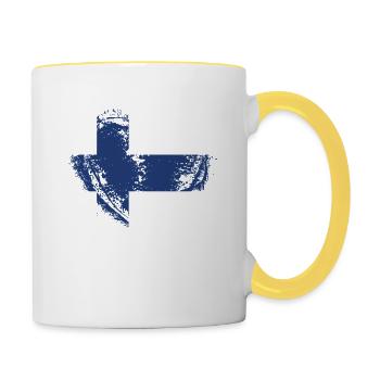 RACINES PAYS AMOUR CADEAU Finlande - Mug contrasté - blanc/jaune - Droite