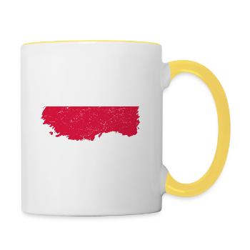 Roots pays drapeau POLOGNE polska pola - Mug contrasté - blanc/jaune - Droite