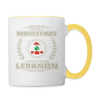 Never Underestimate Man LEBANON png - Contrasting Mug - white/yellow - Right