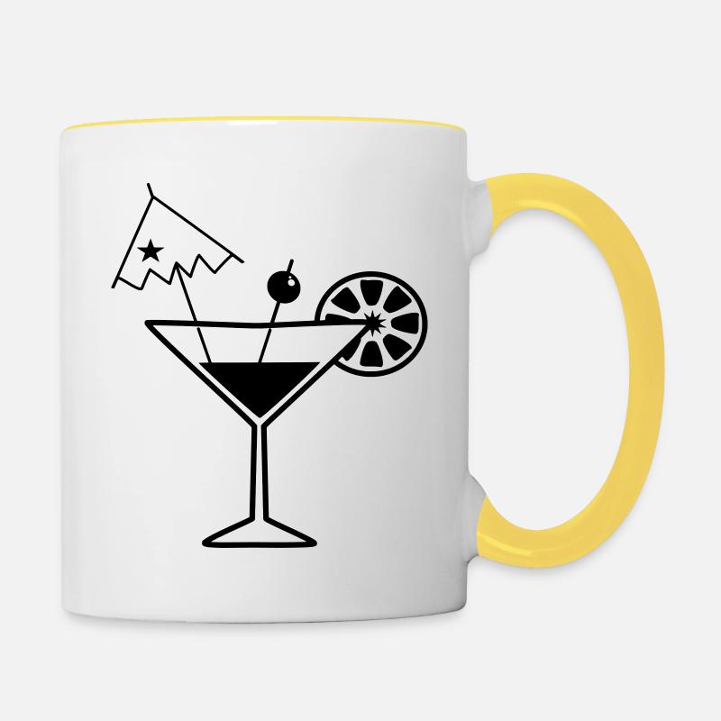 Pina colada cocktail Martini cadeau d'été en verre - Mug contrasté - blanc/jaune