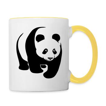 panda bär bear - Tasse zweifarbig - Weiß/Gelb - Rechts