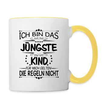 Ich bin das jüngste Kind - Tasse zweifarbig - Weiß/Gelb - Rechts