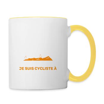 Cycliste à mi-temps Cadeau Humour De Retraite - Mug contrasté - blanc/jaune - Droite