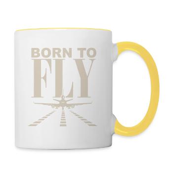 Aircraft I Flying Airplane I Aviation Pilot I - Contrasting Mug - white/yellow - Right