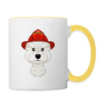 Firefighter West Highland Terrier Canine I - Contrasting Mug - white/yellow - Right