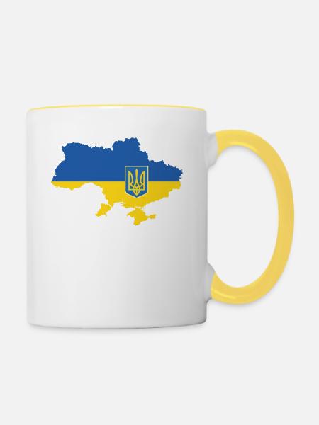 Ukraine - Tasse zweifarbig - Weiß/Gelb
