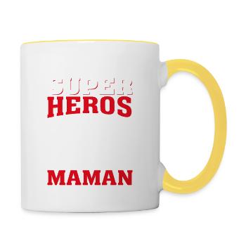 Maman Super-Héros Qui Ne Porte Pas De Masque - Mug contrasté - blanc/jaune - Droite
