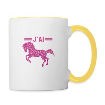 Je Peux Pas J'ai Cheval - Mug contrasté - blanc/jaune - Droite