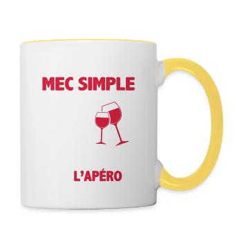 Je Suis Un Mec Simple J'aime Le Bateau Et L'apéro - Mug contrasté - blanc/jaune - Droite