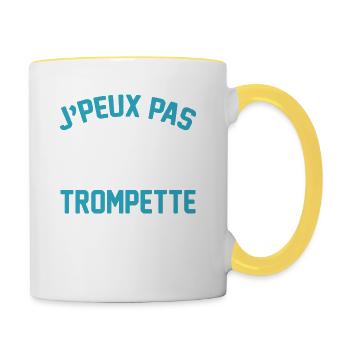 Je Peux Pas J Ai Trompette Cadeau Trompettiste - Mug contrasté - blanc/jaune - Droite