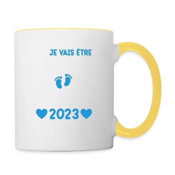 Je Vais Être Grand Frère 2023 - Mug contrasté - blanc/jaune - Droite