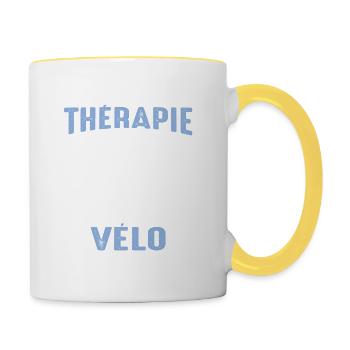 Ma Thérapie C'est Mon Vélo - Mug contrasté - blanc/jaune - Droite