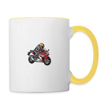 Je Peux Pas J'ai Moto Gp - Mug contrasté - blanc/jaune - Droite