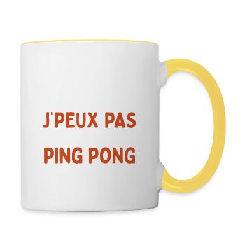 Je Peux Pas J'ai Ping Pong - Mug contrasté - blanc/jaune - Droite