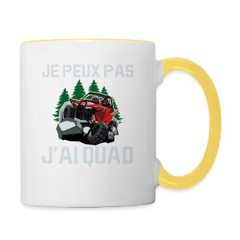 Je Peux Pas J'ai Quad - Mug contrasté - blanc/jaune - Droite