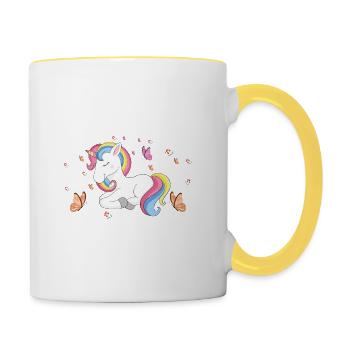 Je Suis Une Licorne Pas Comme Les Autres - Mug contrasté - blanc/jaune - Droite