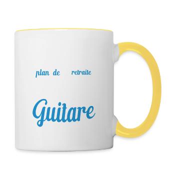 Mon Plan De Retraite C'est Jouer De Guitare - Mug contrasté - blanc/jaune - Droite
