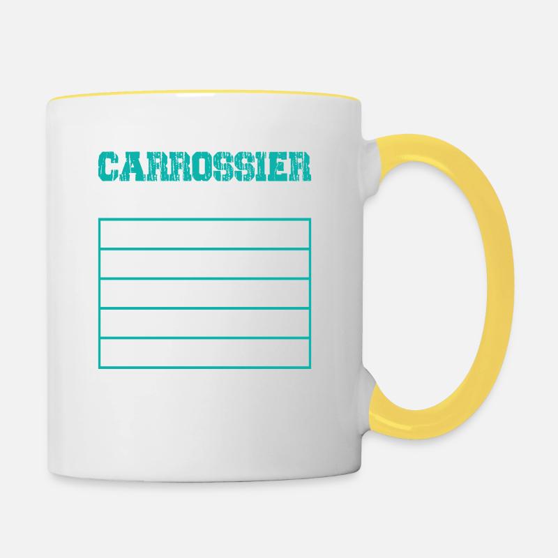 Le Tarif Horaire D'un Carrossier - Mug contrasté - blanc/jaune
