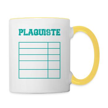 Le Tarif Horaire D'un Plaquiste - Mug contrasté - blanc/jaune - Droite