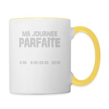 Ma Journée Parfaite Ping-pong - Mug contrasté - blanc/jaune - Droite