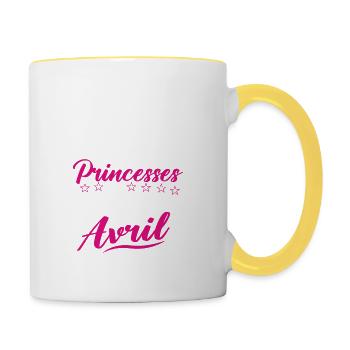 Les Princesses Sont Nées En Avril - Mug contrasté - blanc/jaune - Droite