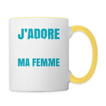 Sport Plongée Idée Cadeau Mer Vacances Hobby Apnée - Mug contrasté - blanc/jaune - Droite
