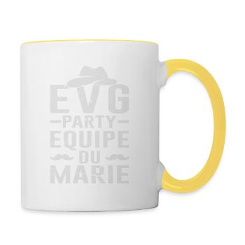Mariage Cadeau Amour Love Evg Équipe Du Marié Fête - Mug contrasté - blanc/jaune - Droite