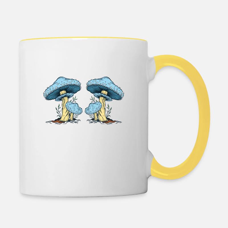 Champignon Forêt Idée Cadeau Nature Automne Hobby - Mug contrasté - blanc/jaune