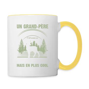 Grand-père Chasseur Chasser Cadeau Fête Des Pères - Mug contrasté - blanc/jaune - Droite