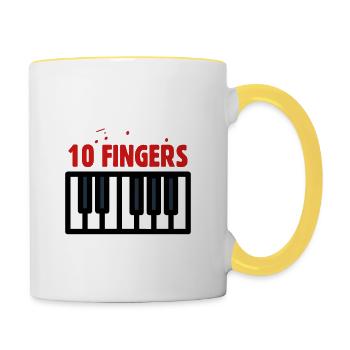 88 Touches Musique Piano Clavier Idée Cadeau Hobby - Mug contrasté - blanc/jaune - Droite